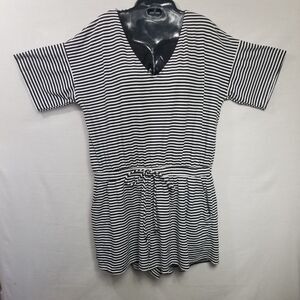 Umgee Plus + Women’s Black And White Stripe One-Piece Romper Shorts Plus Size 1X